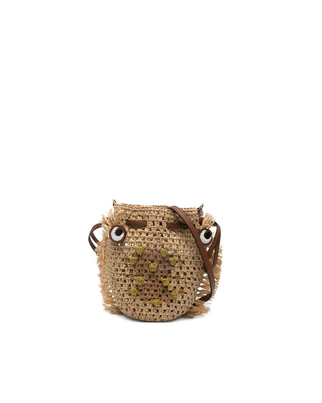 Anya Hindmarch Natural Pecan Eye Detail Drawstring Bag