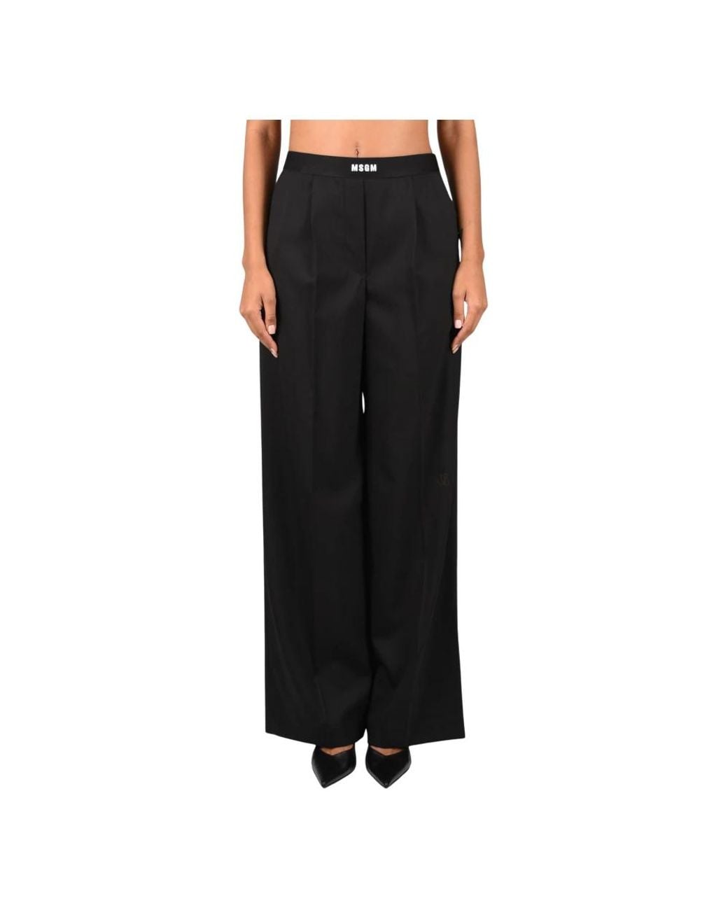 MSGM Black Wide Trousers