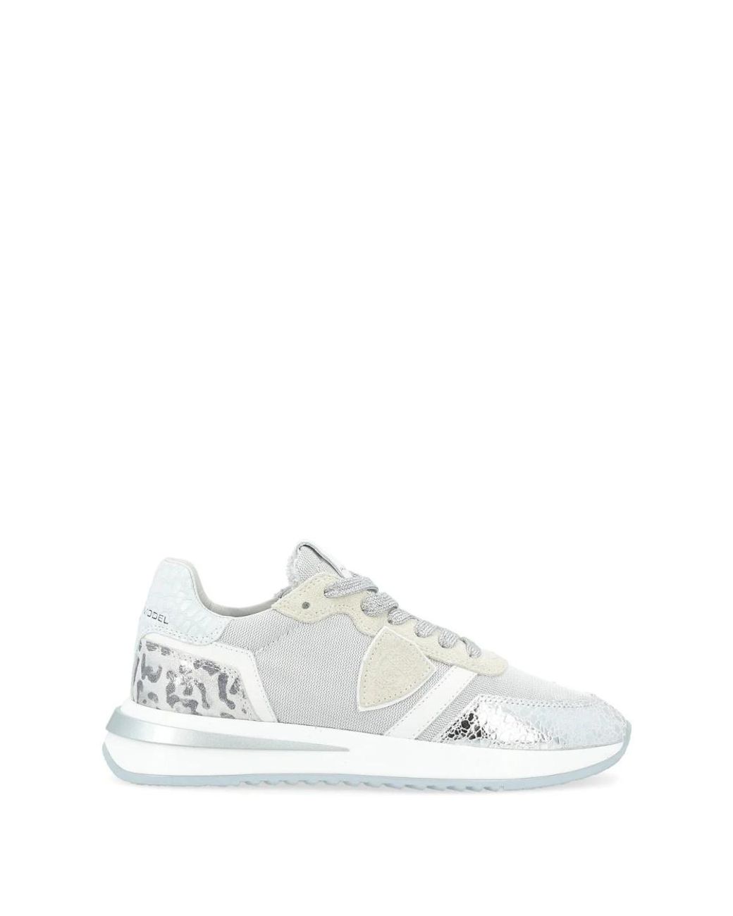 Philippe Model Schoenen ,Grijs ,Katoen Zilveren Stoffen En Leren Sneaker 2.1 in het White