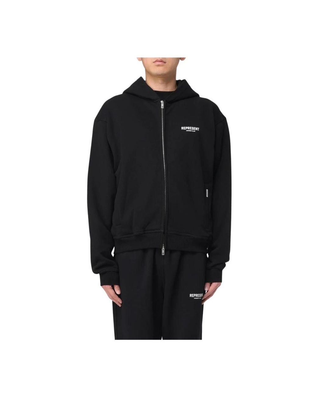 Represent Hoodies & Sweatvesten ,Zwart ,Katoen Zwart Sweatshirt Met Ritssluiting in het Black voor heren
