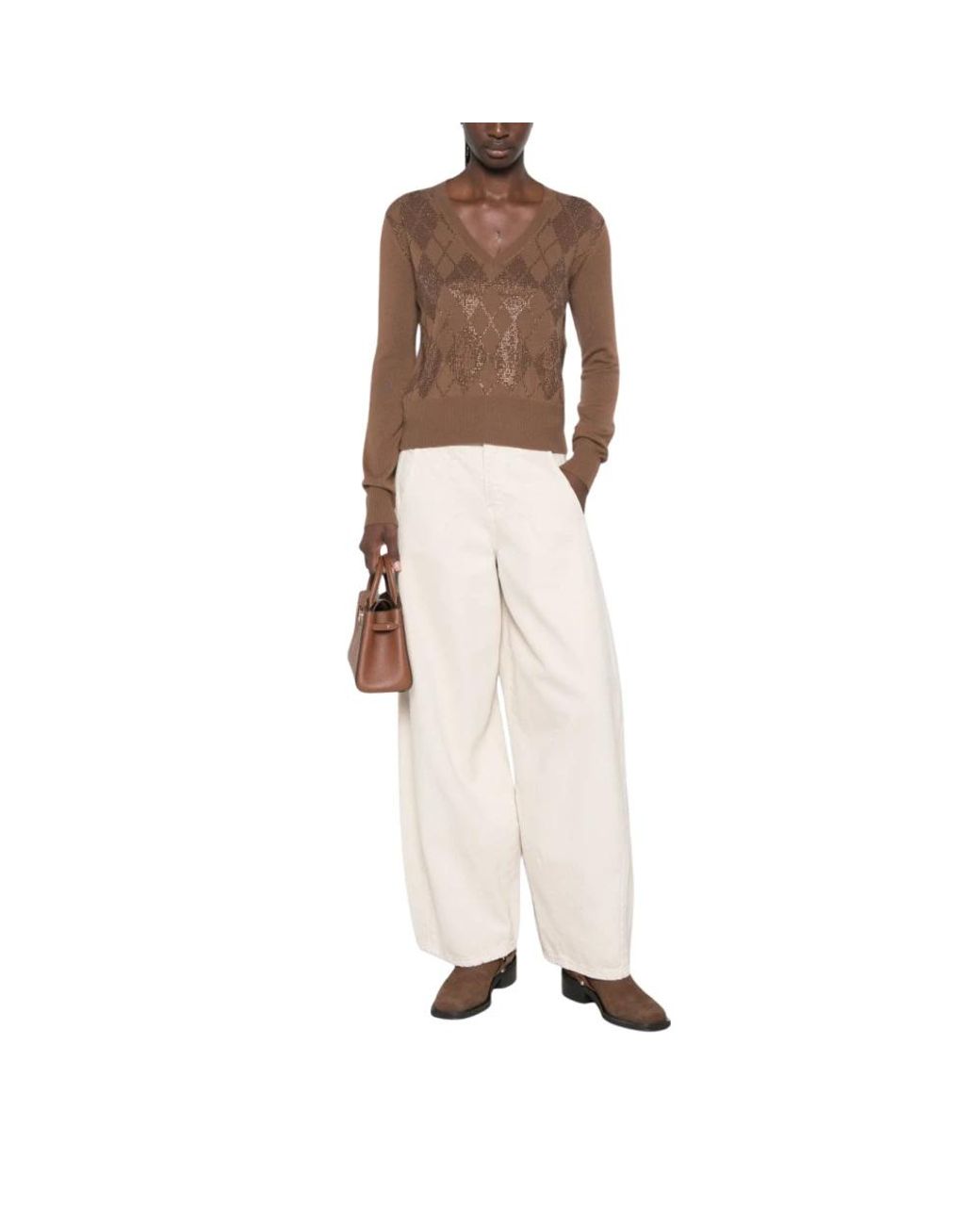 Max Mara Natural V-Neck Knitwear
