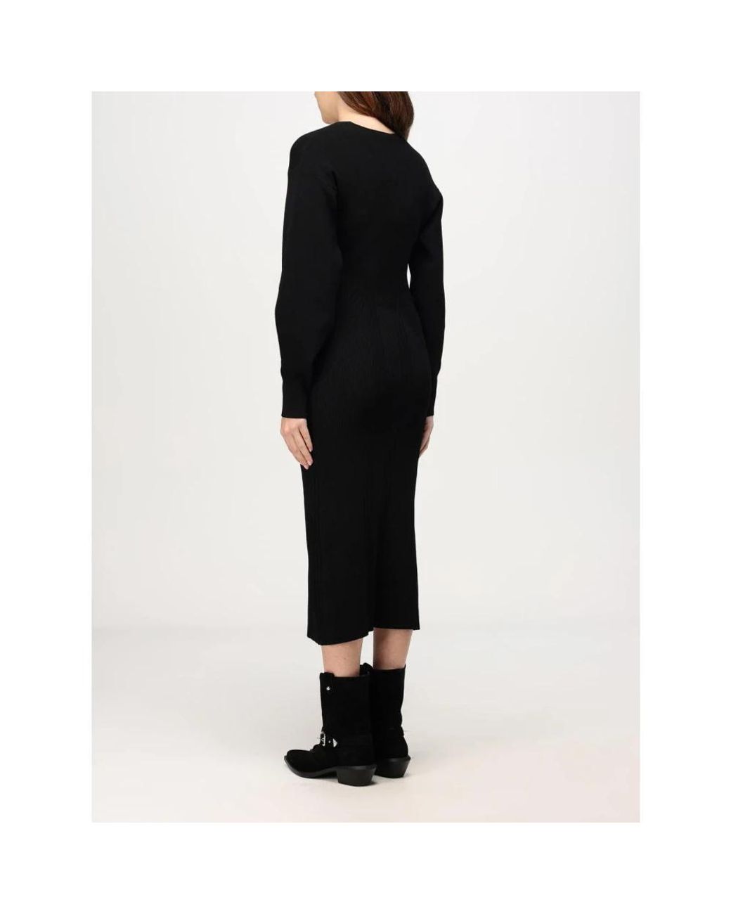 Alberta Ferretti Black Knitted Dresses