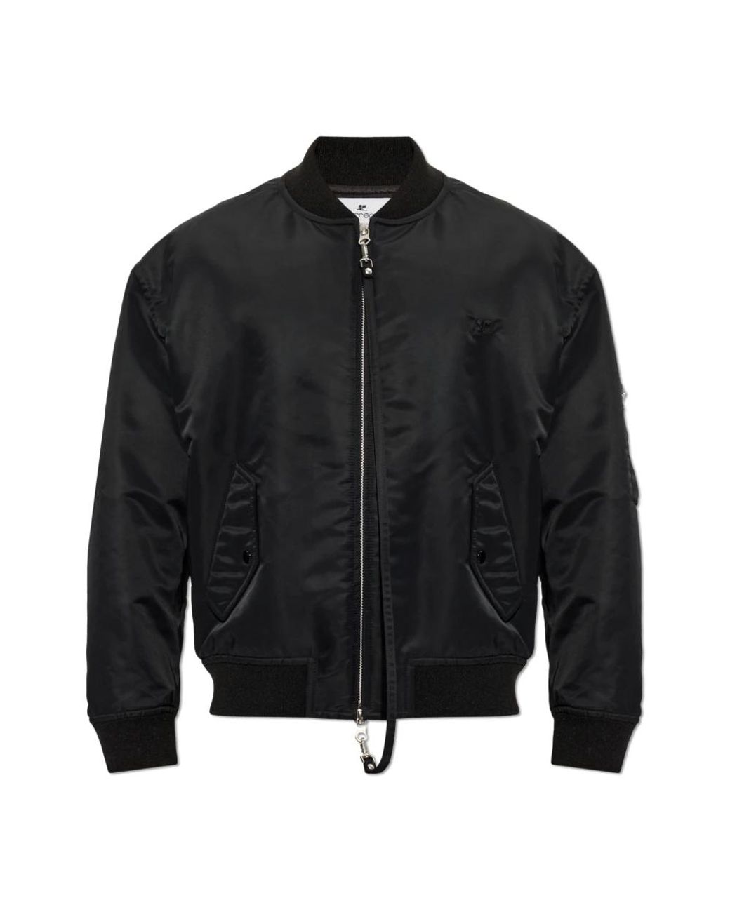 Courreges Logo-Bestickte Bomberjacke Mit Reißverschluss in Black für Herren