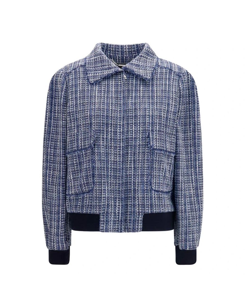Kiton Zip-Up Tweed Jacket in het Blue voor heren