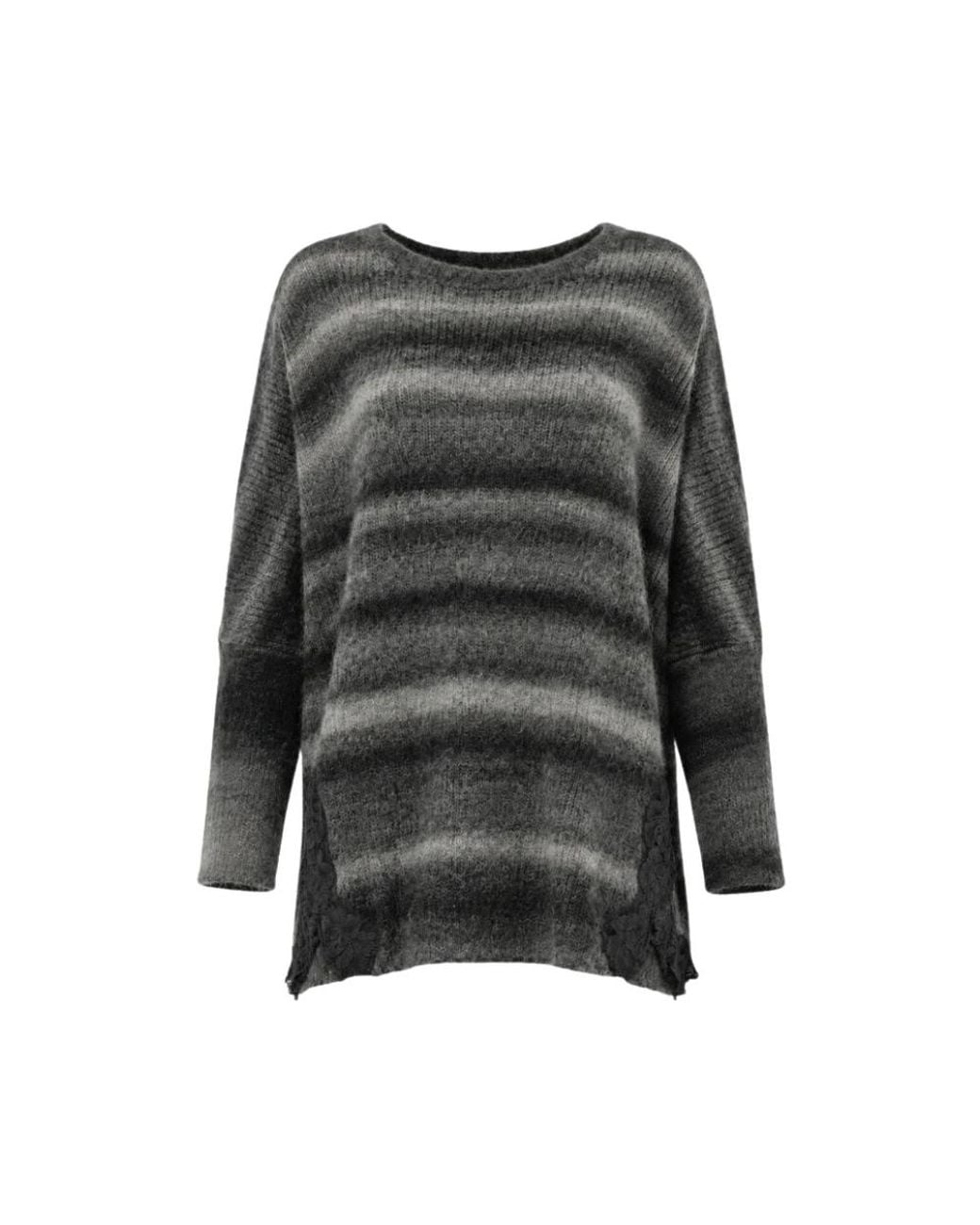 Pink Memories Gray Round-Neck Knitwear