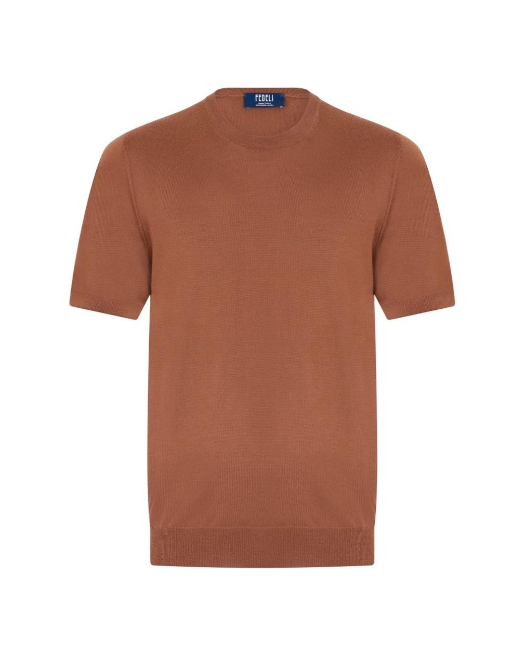 Fedeli Brown Round-Neck Knitwear for men