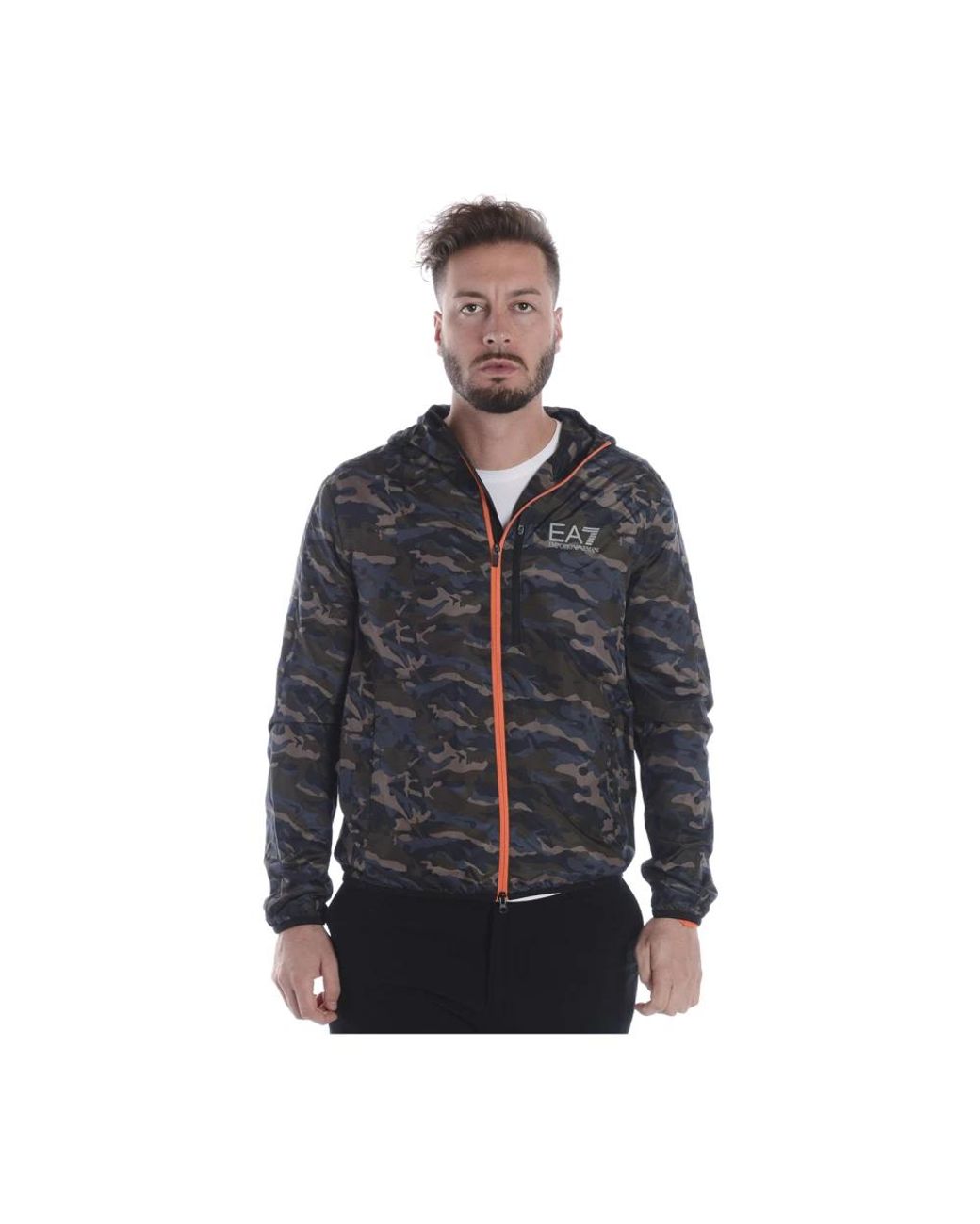 EA7 Jassen ,Veelkleurig ,Polyester Zip Jacket in het Blue voor heren