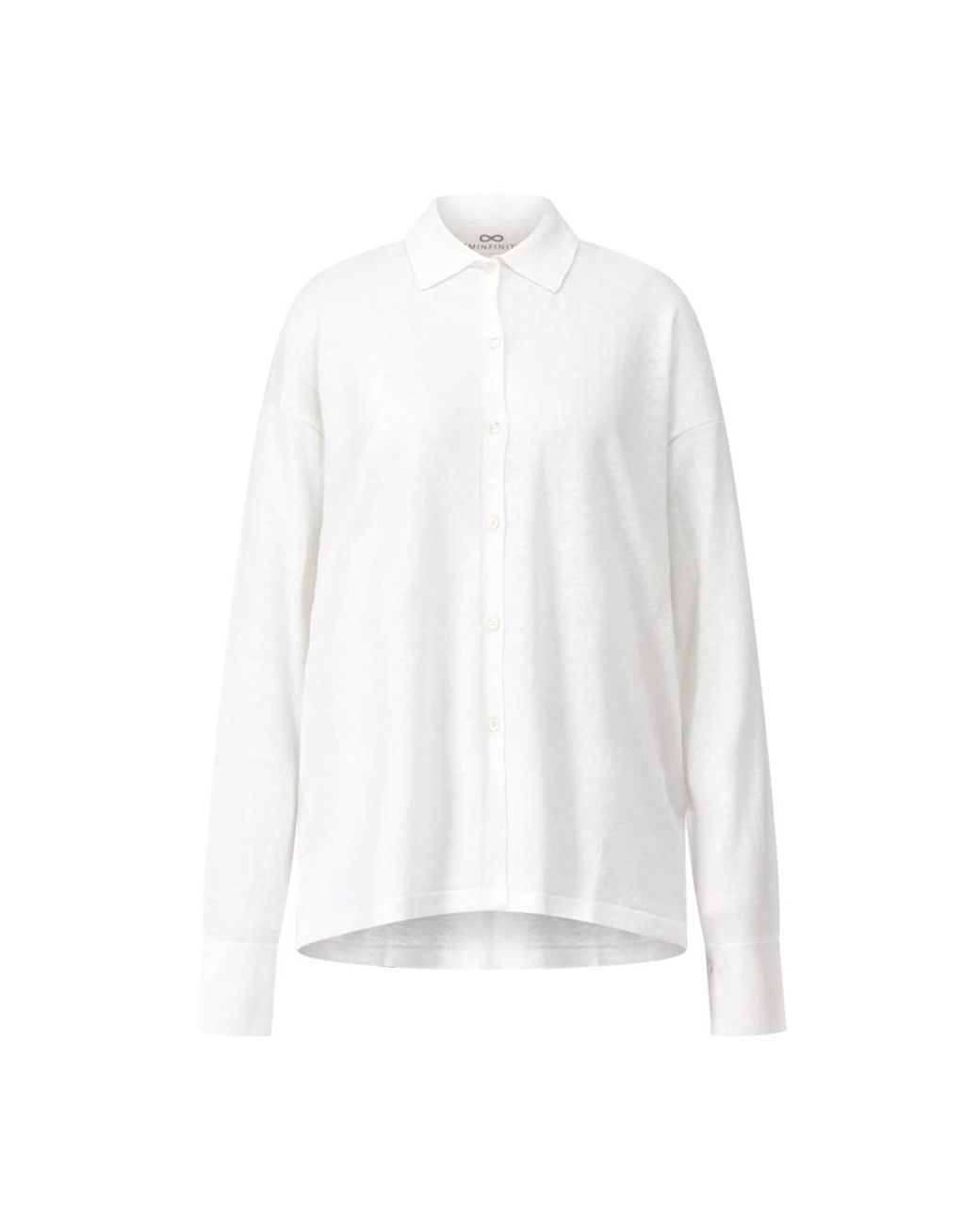 SMINFINITY White Oversized Leinen Strickbluse