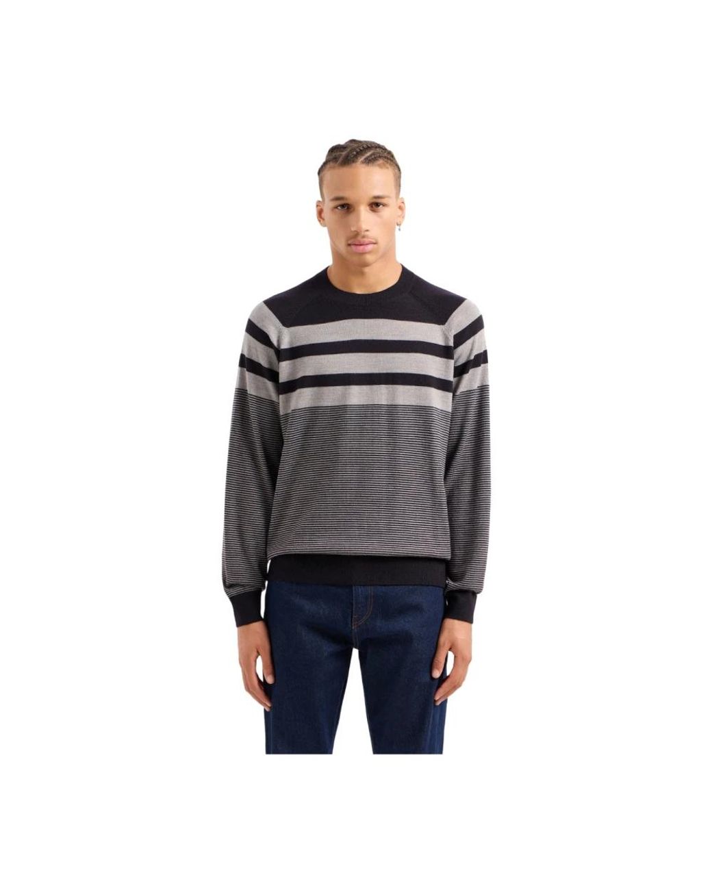 ARMANI EXCHANGE Gray Round-Neck Knitwear for men