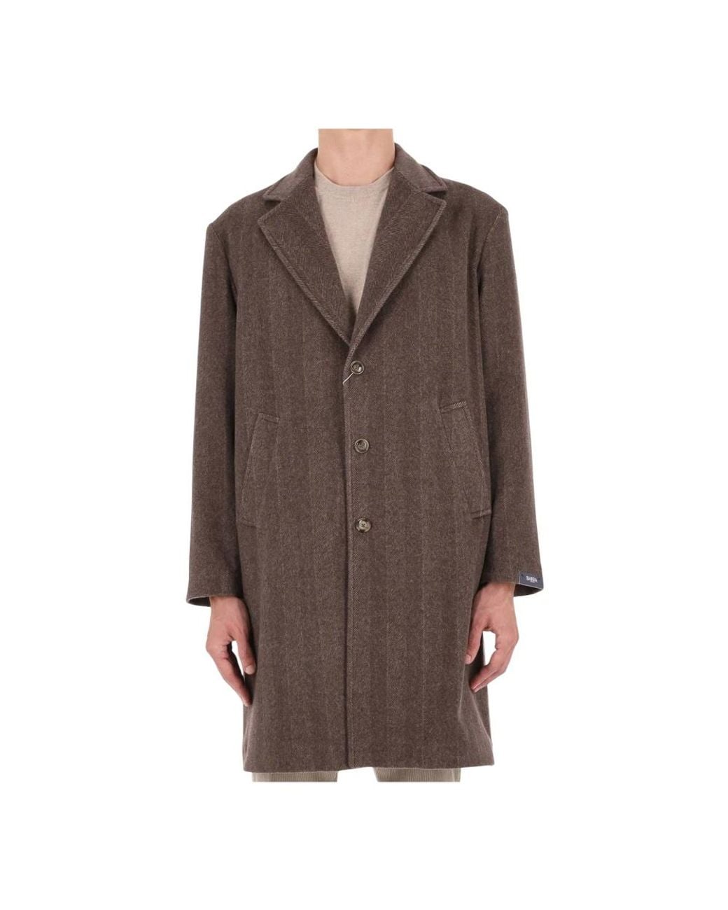 Barba Napoli Brown Single-Breasted Coats for men