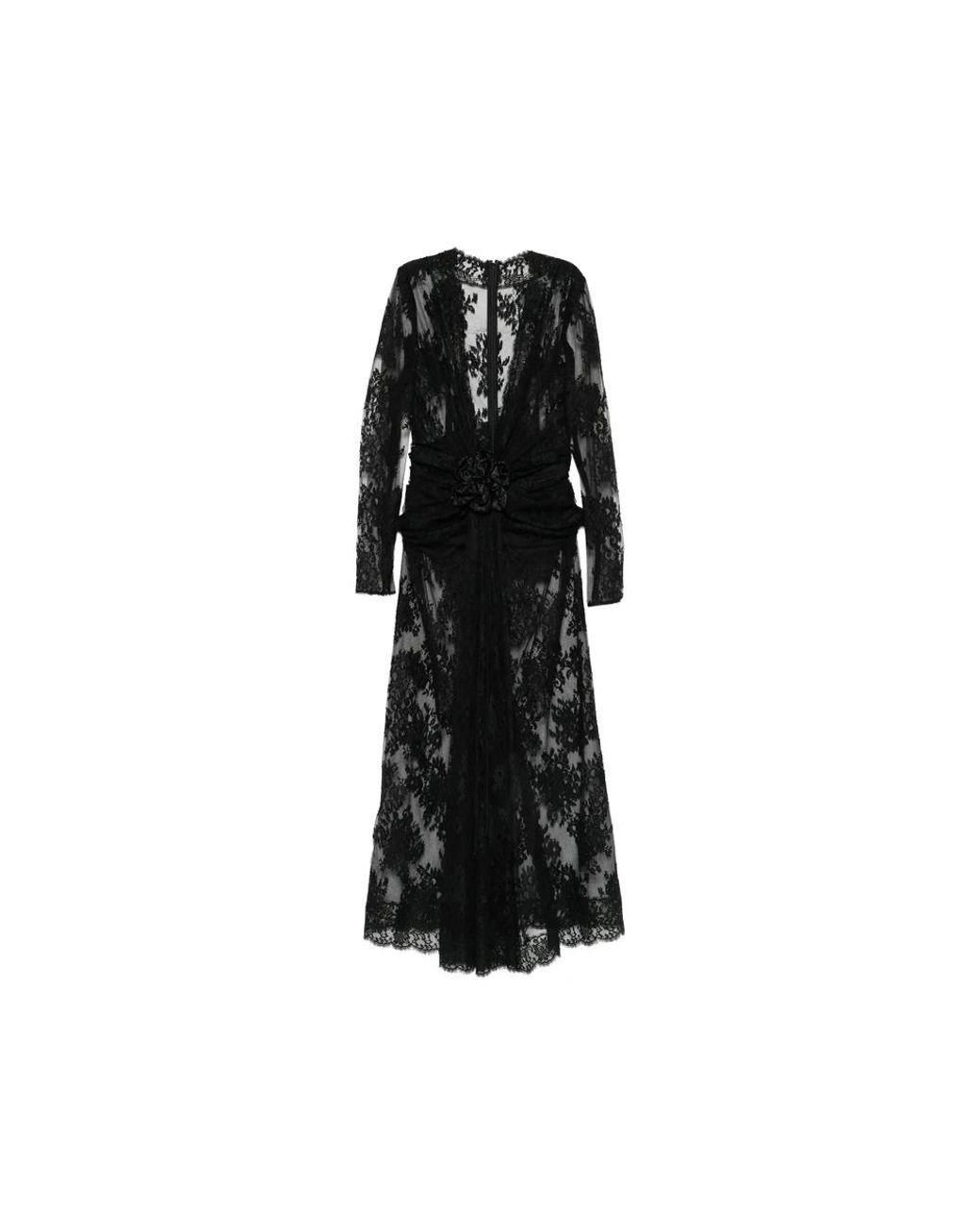 Dolce & Gabbana Black Floral-Lace Floral-Appliqué Dress