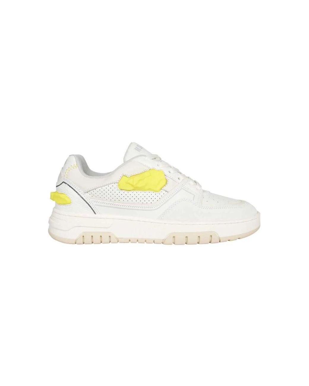 MSGM Schoenen ,Wit ,Leer Lage Leren Sneakers in het Yellow voor heren