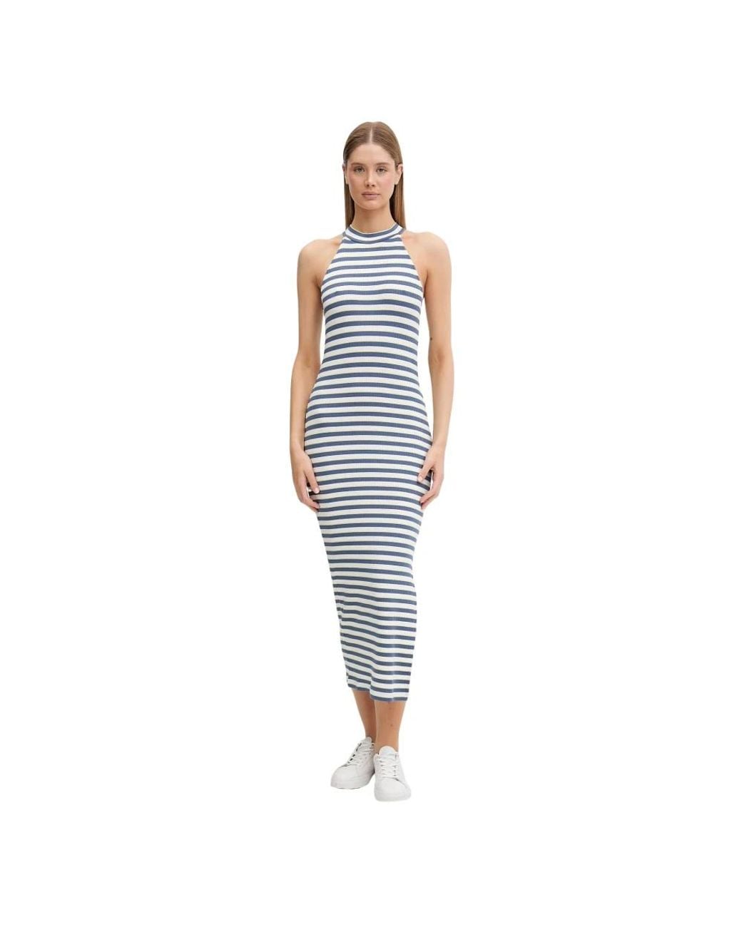 EA7 Jurk Van Ribgebreide Stretchviscose in het Blue