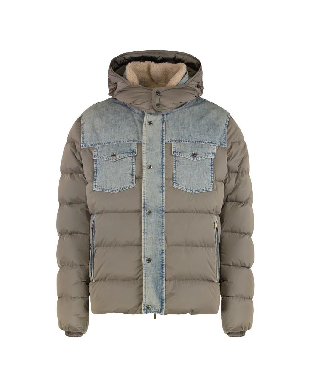 Moorer Jassen ,Grijs ,Denim Gewatteerde Donsjas Met Denimdetails in het Gray voor heren
