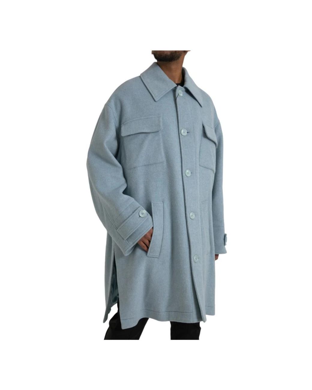 Dolce & Gabbana Blue Single-Breasted Coats for men