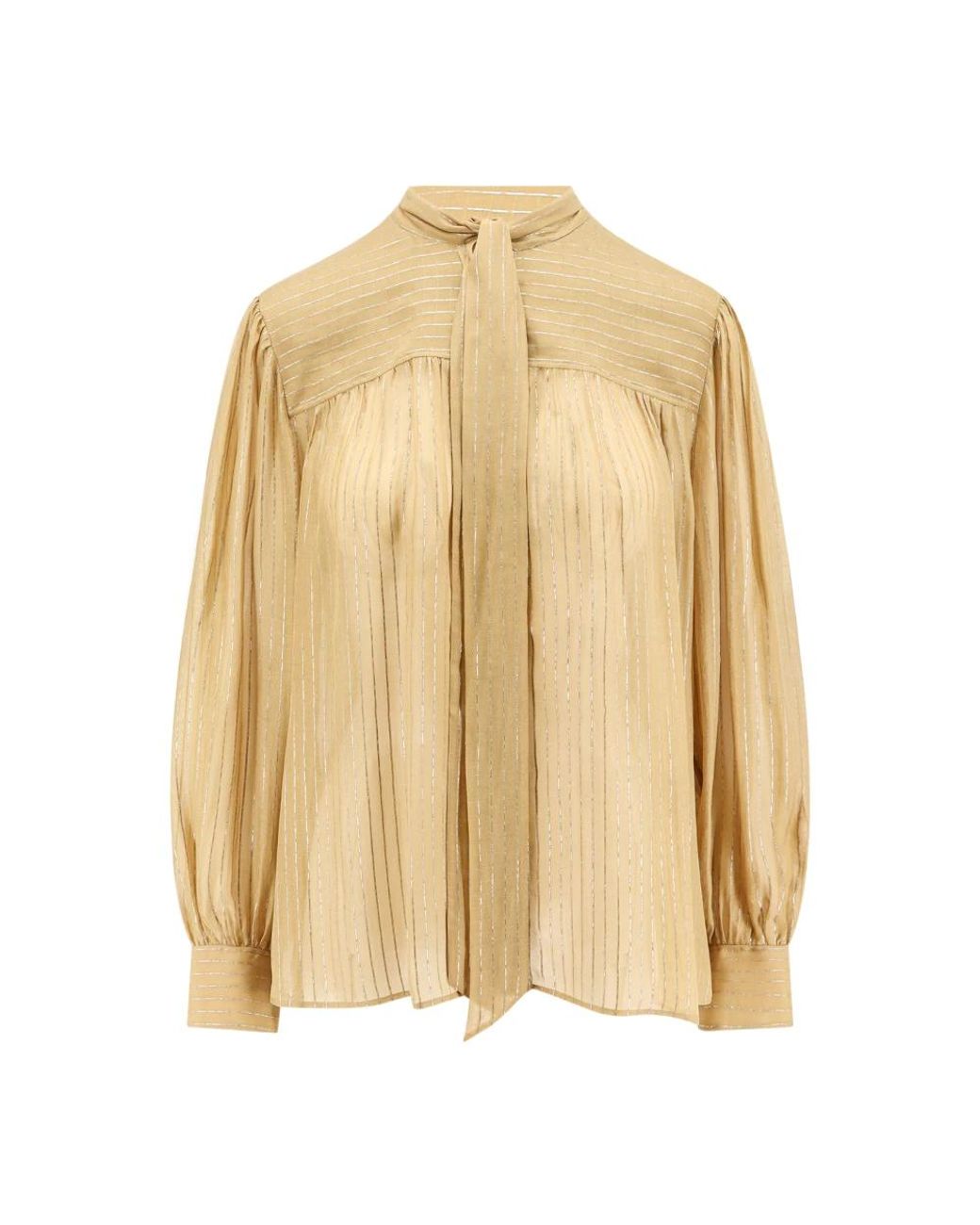 Chloé Overhemden ,Zijden Sjaal Lange Mouwen Blouse in het Natural