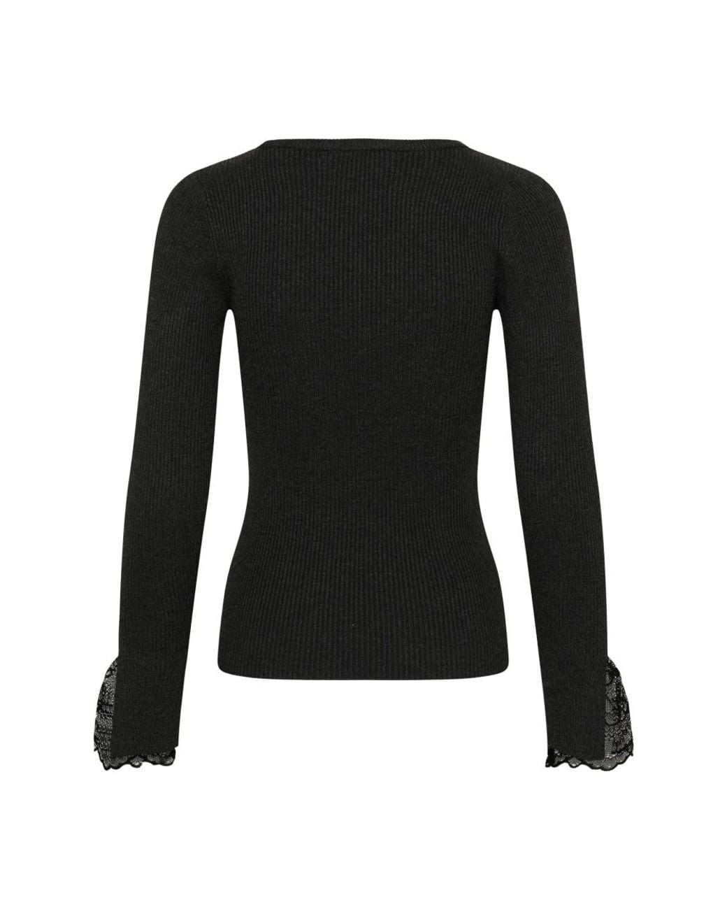 Kaffe Black Strickpullover Mit Rundhalsausschnitt