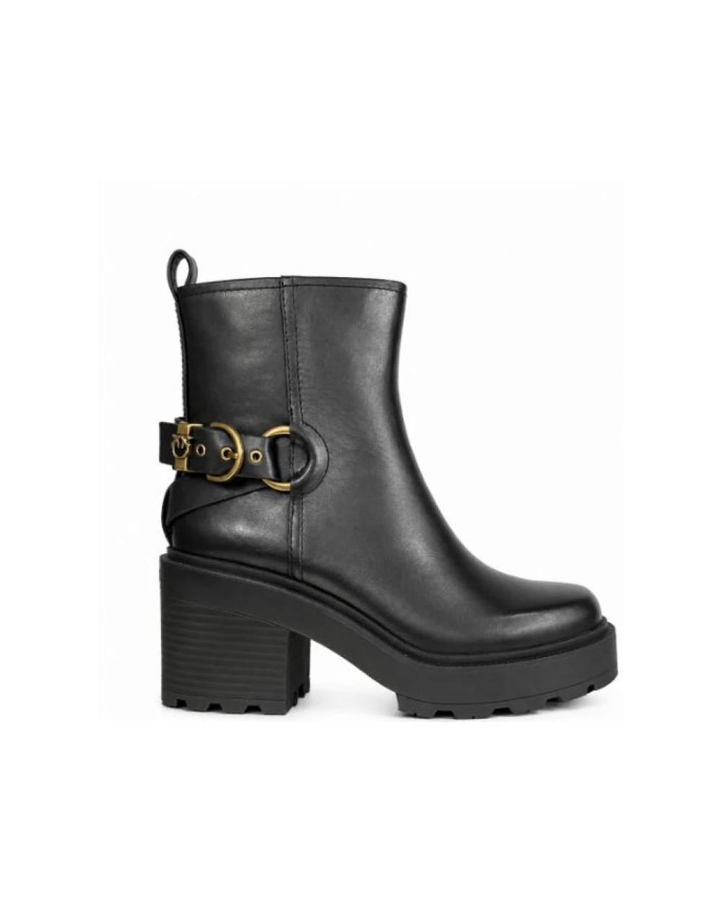 Pinko Black Leather Rubber Shoes