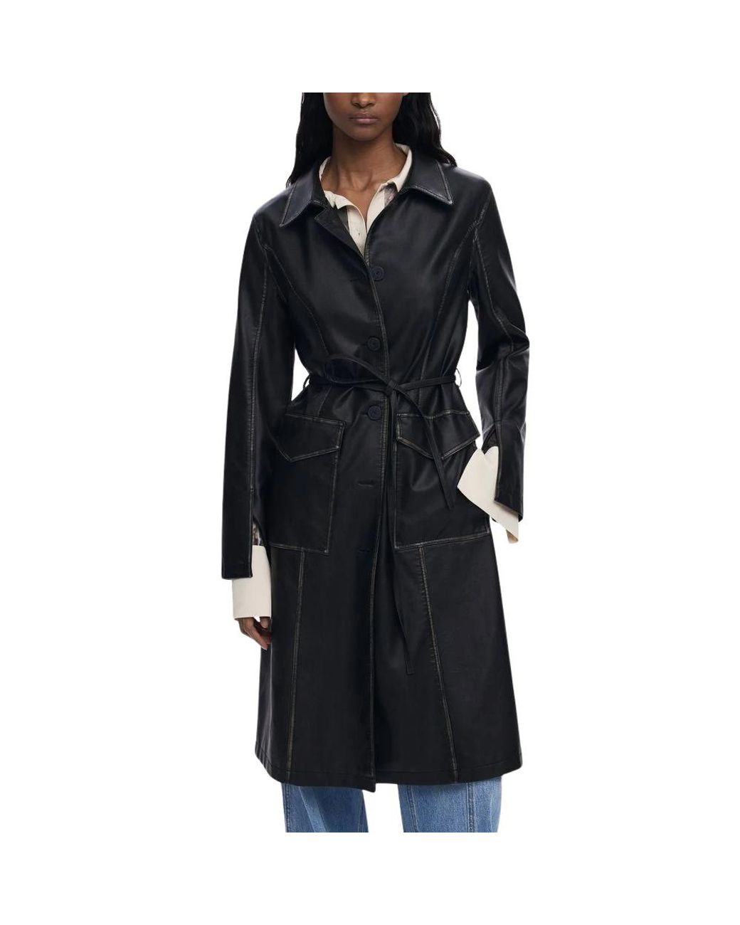 Desigual Black Polyethylene Coat