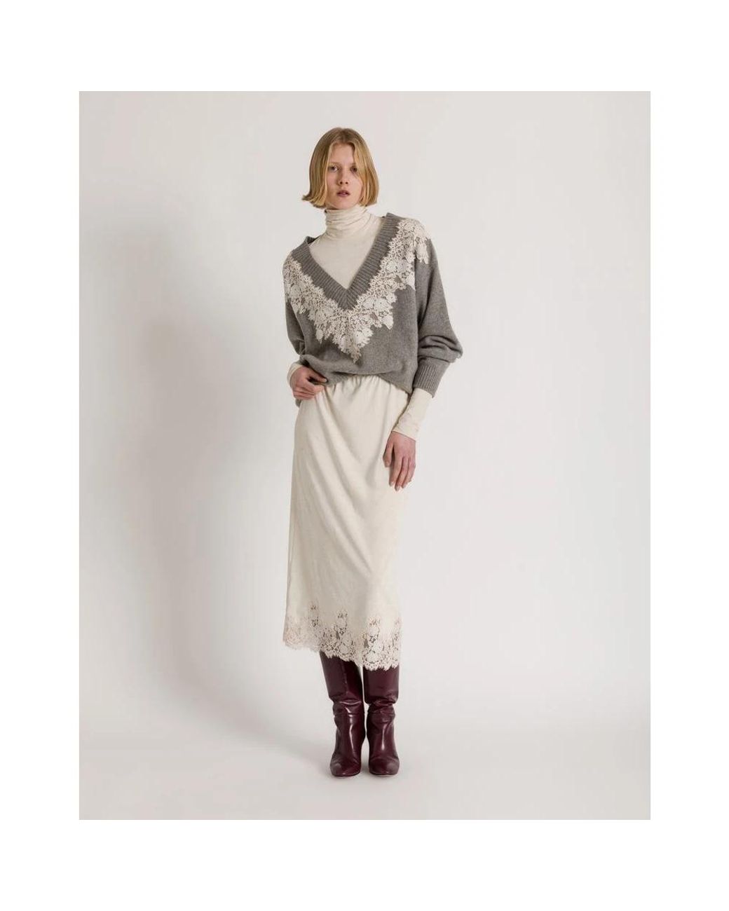 Alberta Ferretti Gray Cashmere Knitwear