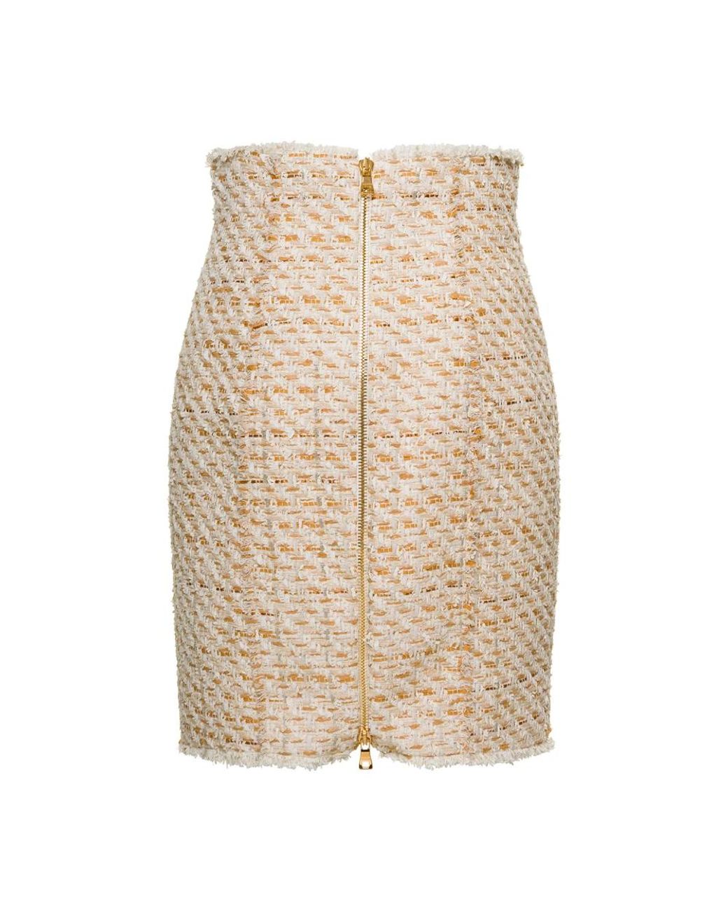 Falda midi Balmain de color Natural
