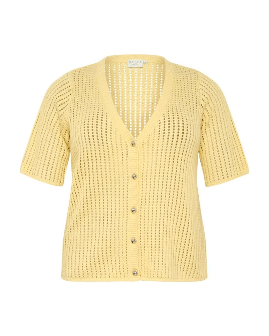 Kaffe Truien & Vesten ,Geel ,V-Hals Vest Met Knoopdetail in het Yellow