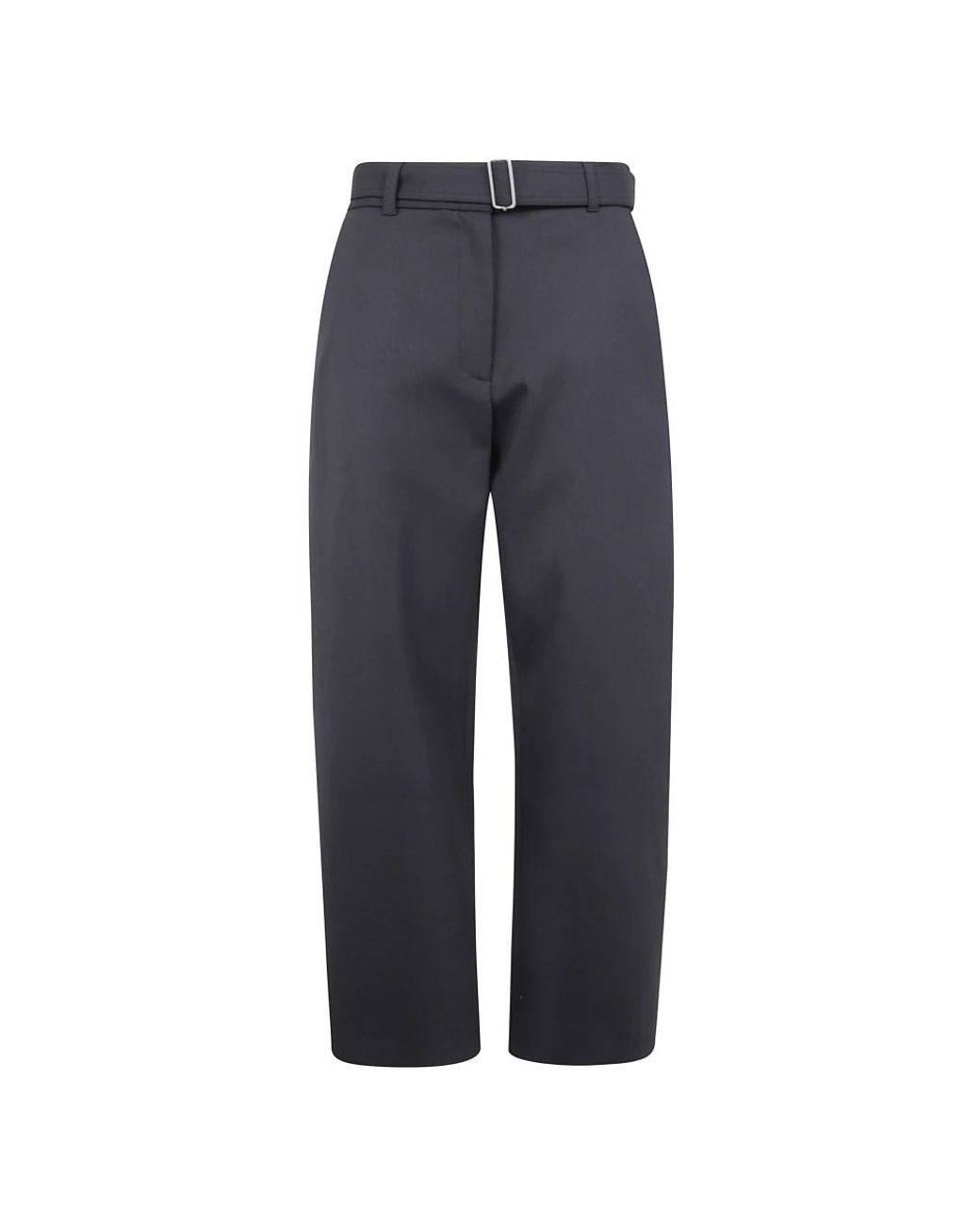 Studio Nicholson Broeken ,Zwart ,Katoen Doring Pantalon Met Ronde Pijpen En Riem in het Blue