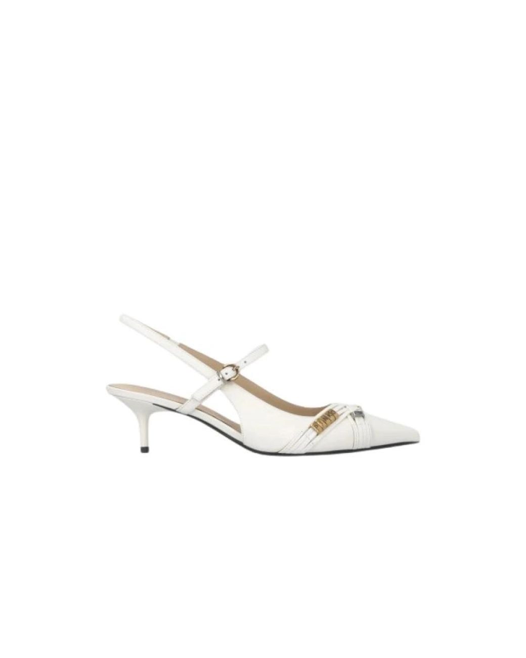 Pinko White Kitten-Heel Pumps