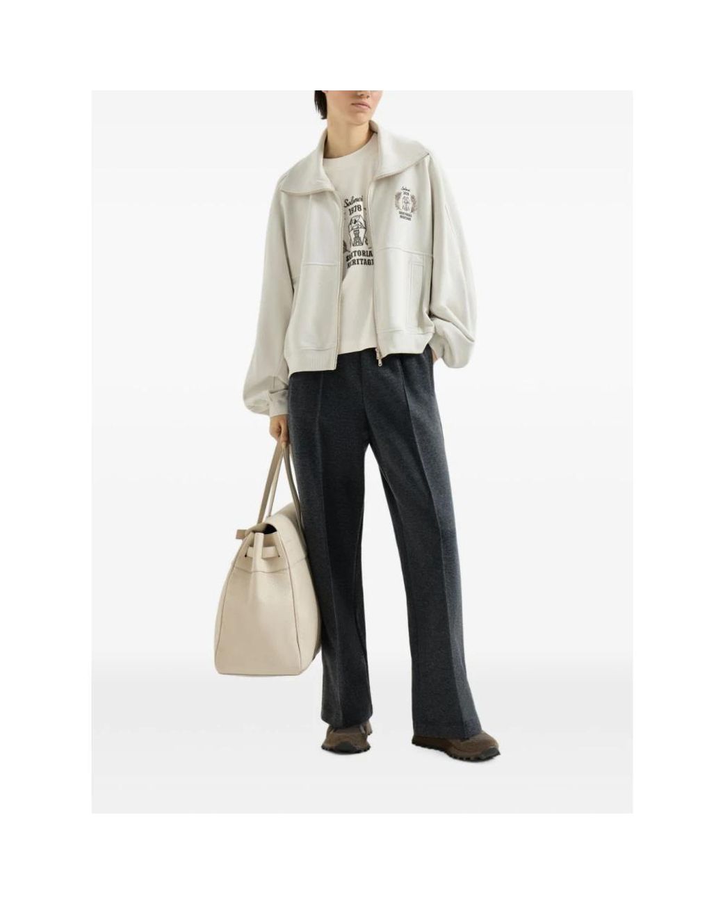 Brunello Cucinelli White Zip-Throughs