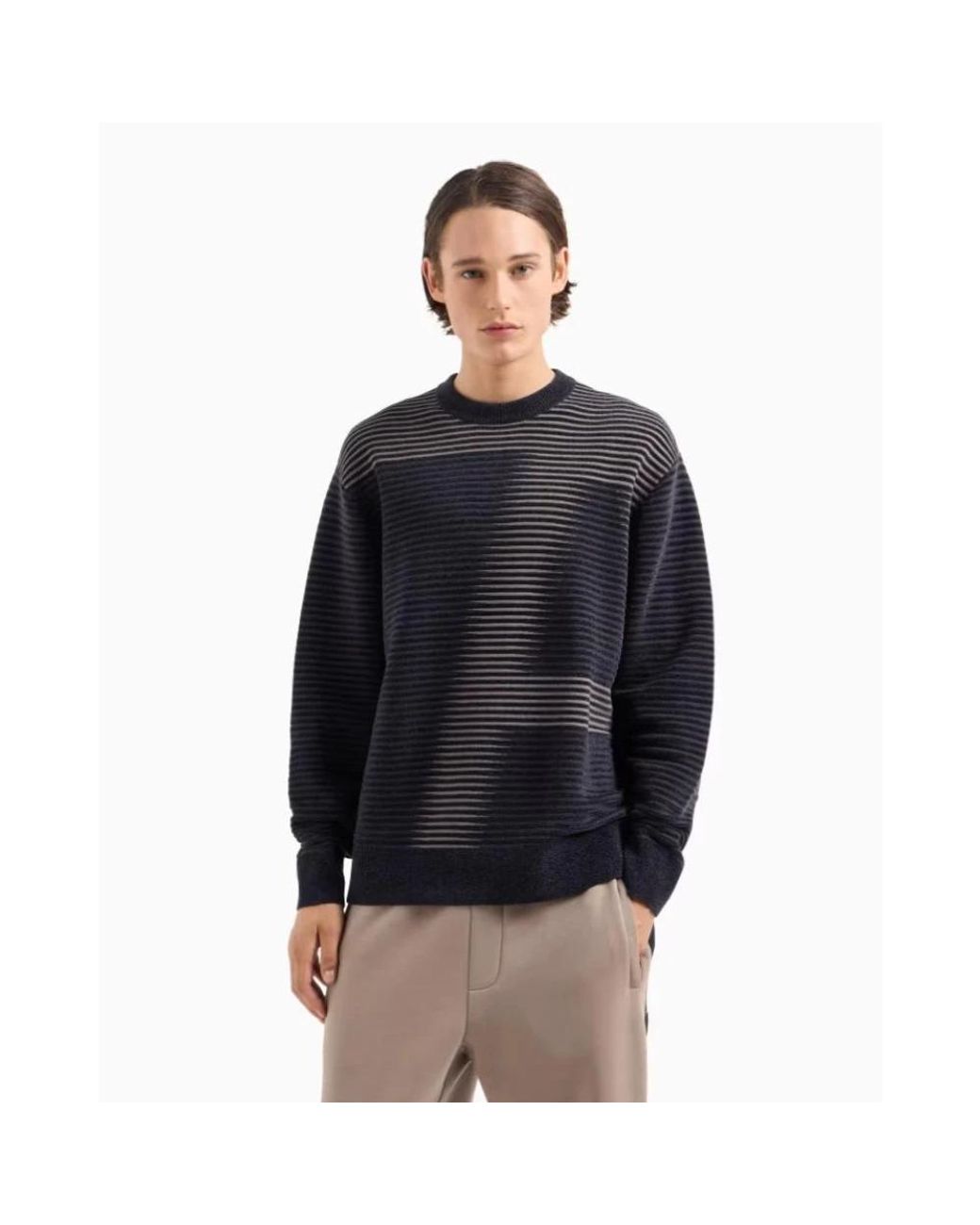 ARMANI EXCHANGE Blue Round-Neck Knitwear for men