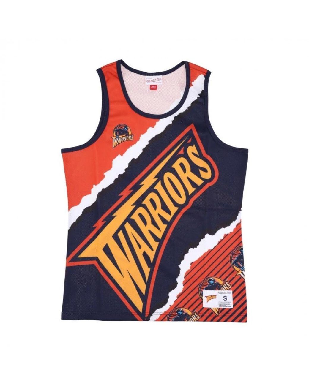 Mitchell & Ness Fitness ,Rood ,Basketbaltanktop Nba Jumbotron 2.0 Mesh Tank Hardwood Classics Golwar in het Blue voor heren