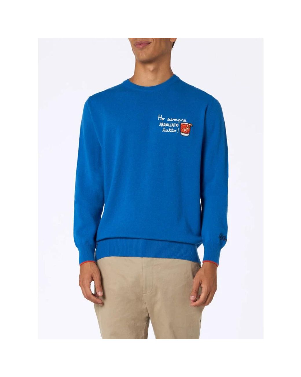 Mc2 Saint Barth Blue Round-Neck Knitwear for men