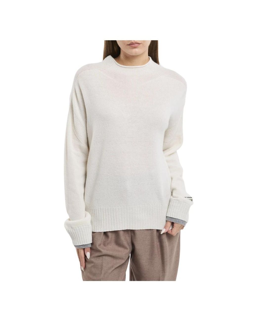 Pinko Gray Round-Neck Knitwear