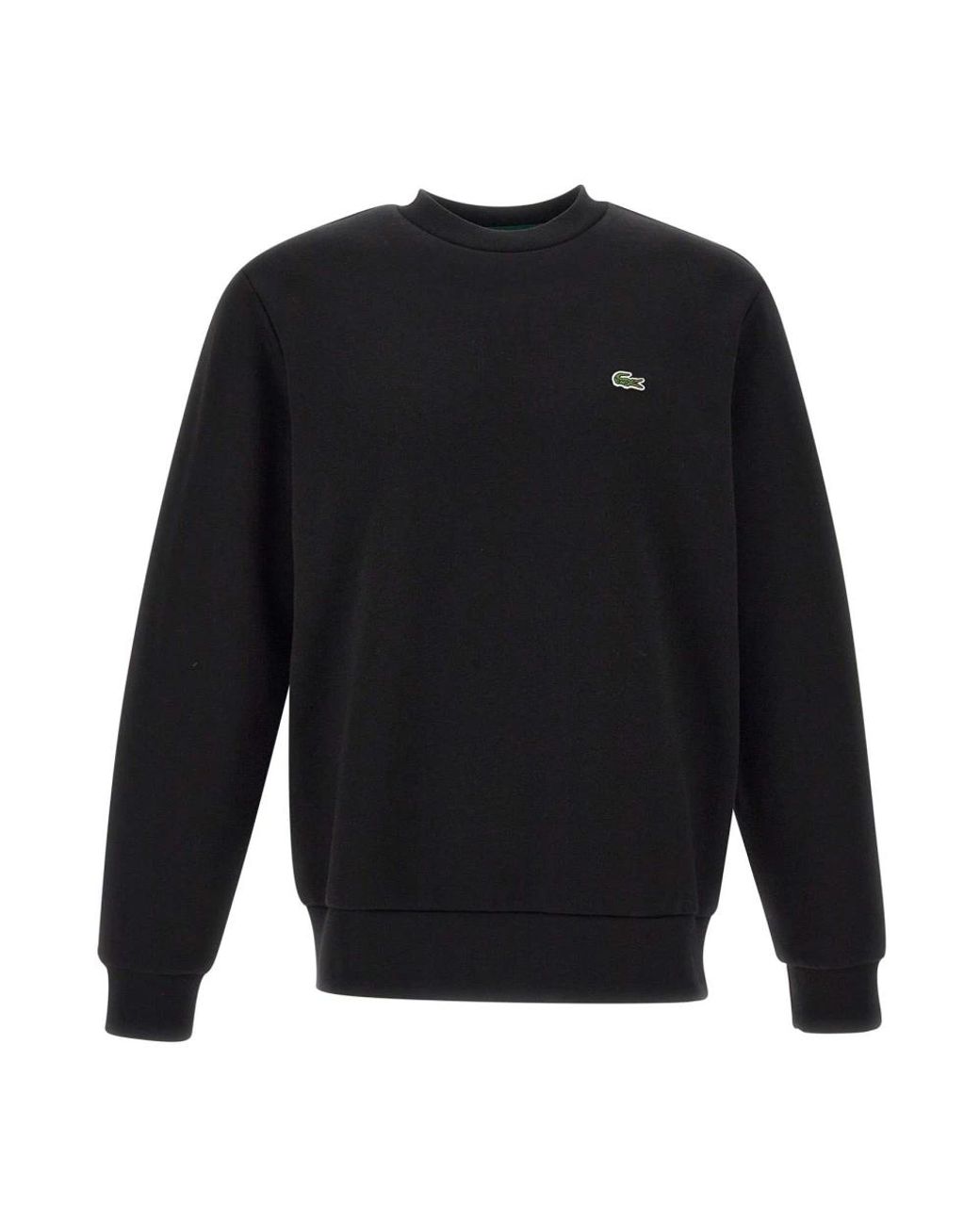 Lacoste Hoodies & Sweatvesten ,Zwart ,Katoen Brushed Cotton Crew Neck Sweatshirt in het Blue voor heren