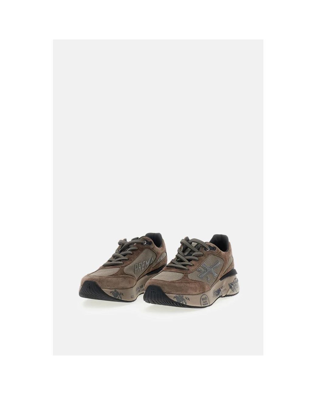 Premiata Gray Moerun Suede Technical Fabric Sneakers for men