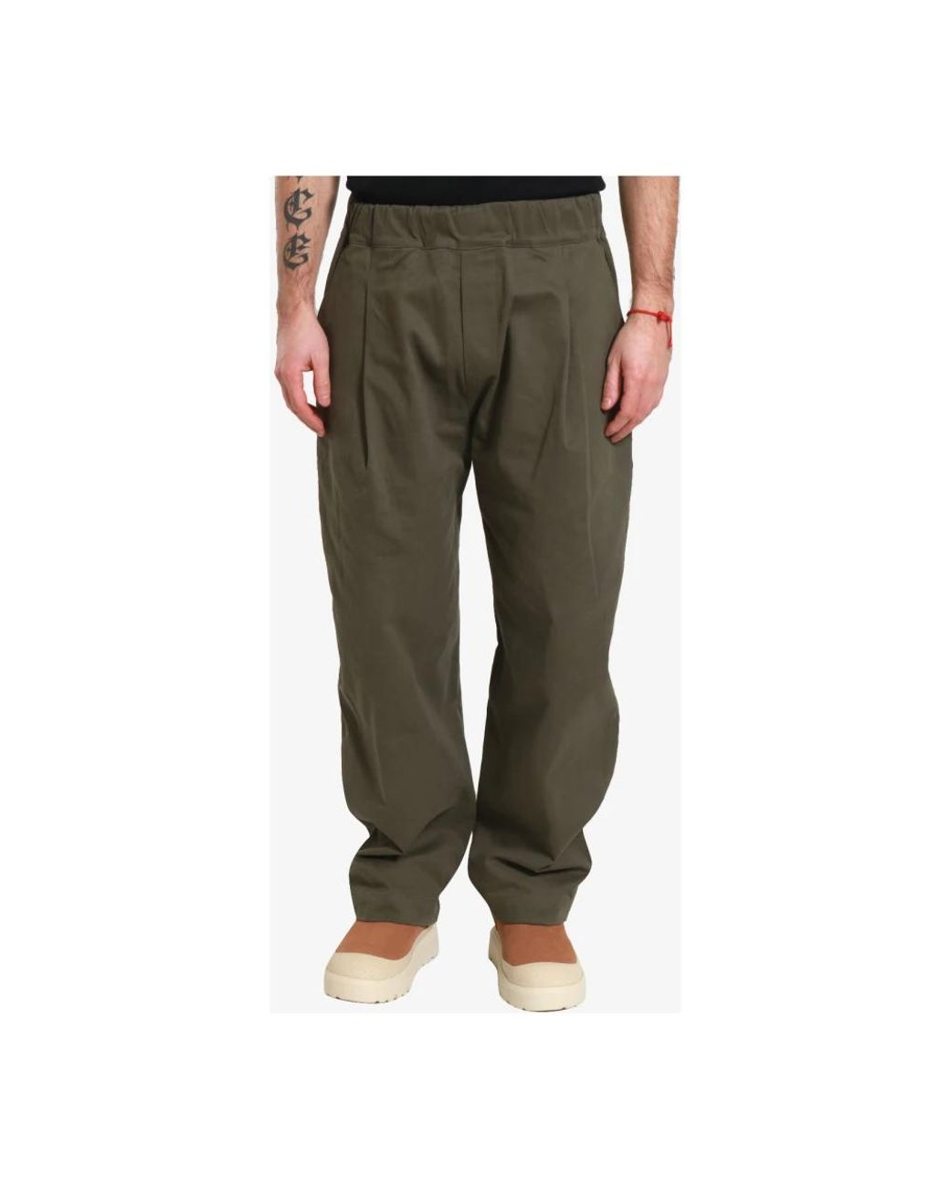 A PAPER KID Green Wide Trousers for men