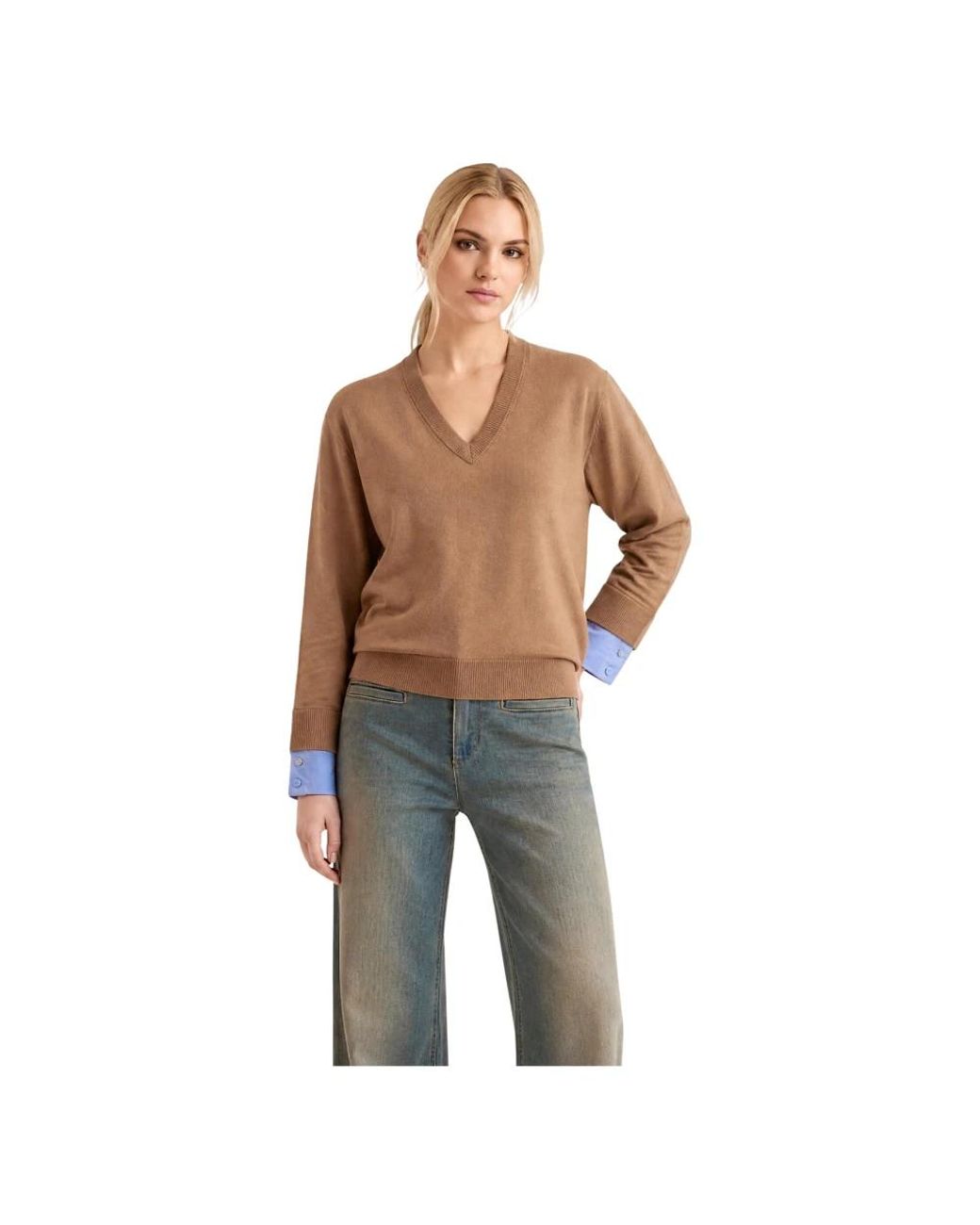 Liu Jo Brown V-Neck Knitwear