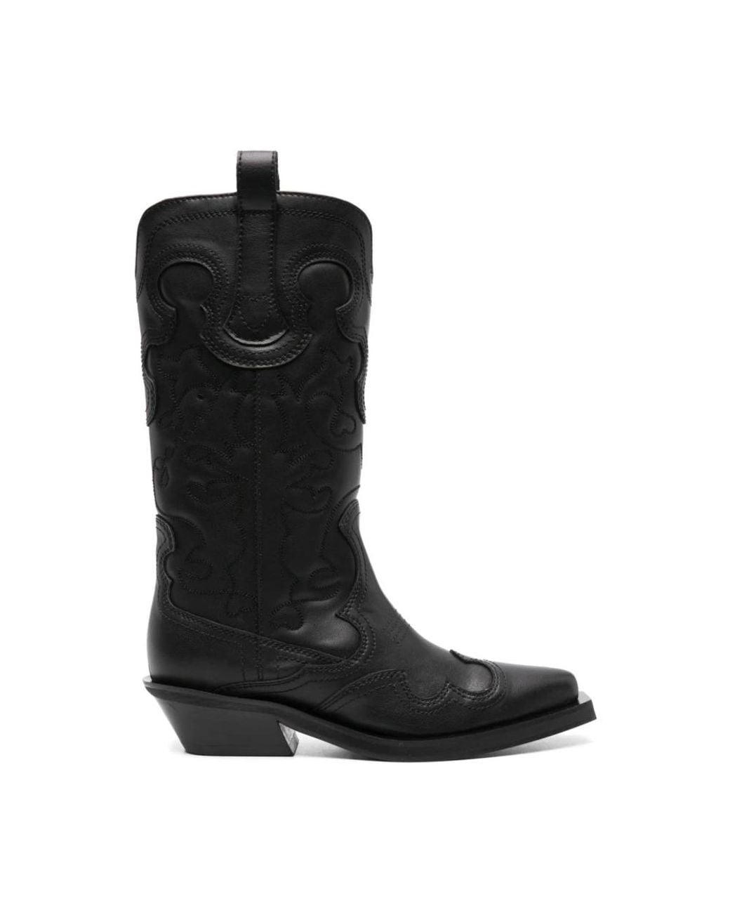 Ganni Black Cowboy Boots