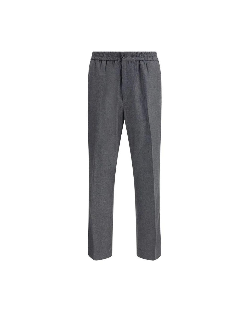AMI Gray Virgin Wool Pants for men