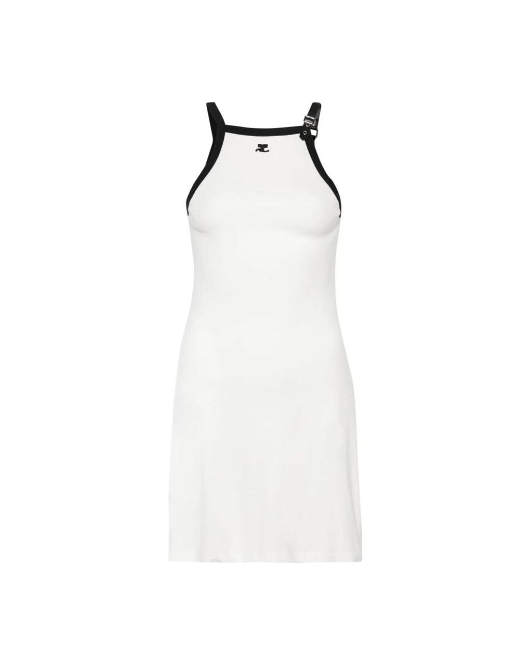 Courreges White Buckle Contrast Short Dress