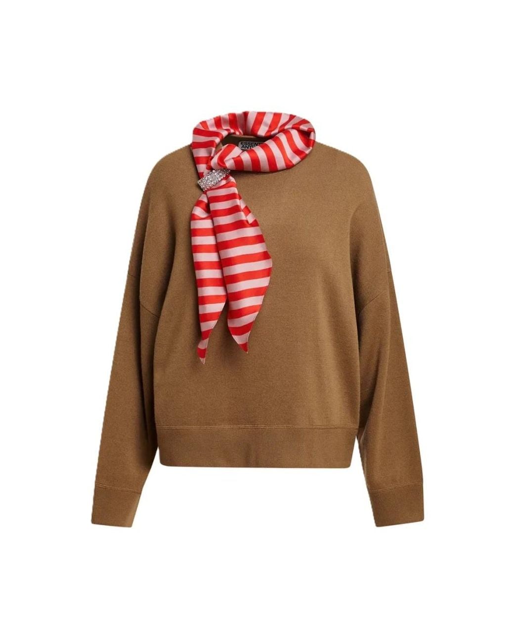 Essentiel Antwerp Brown Round-Neck Knitwear