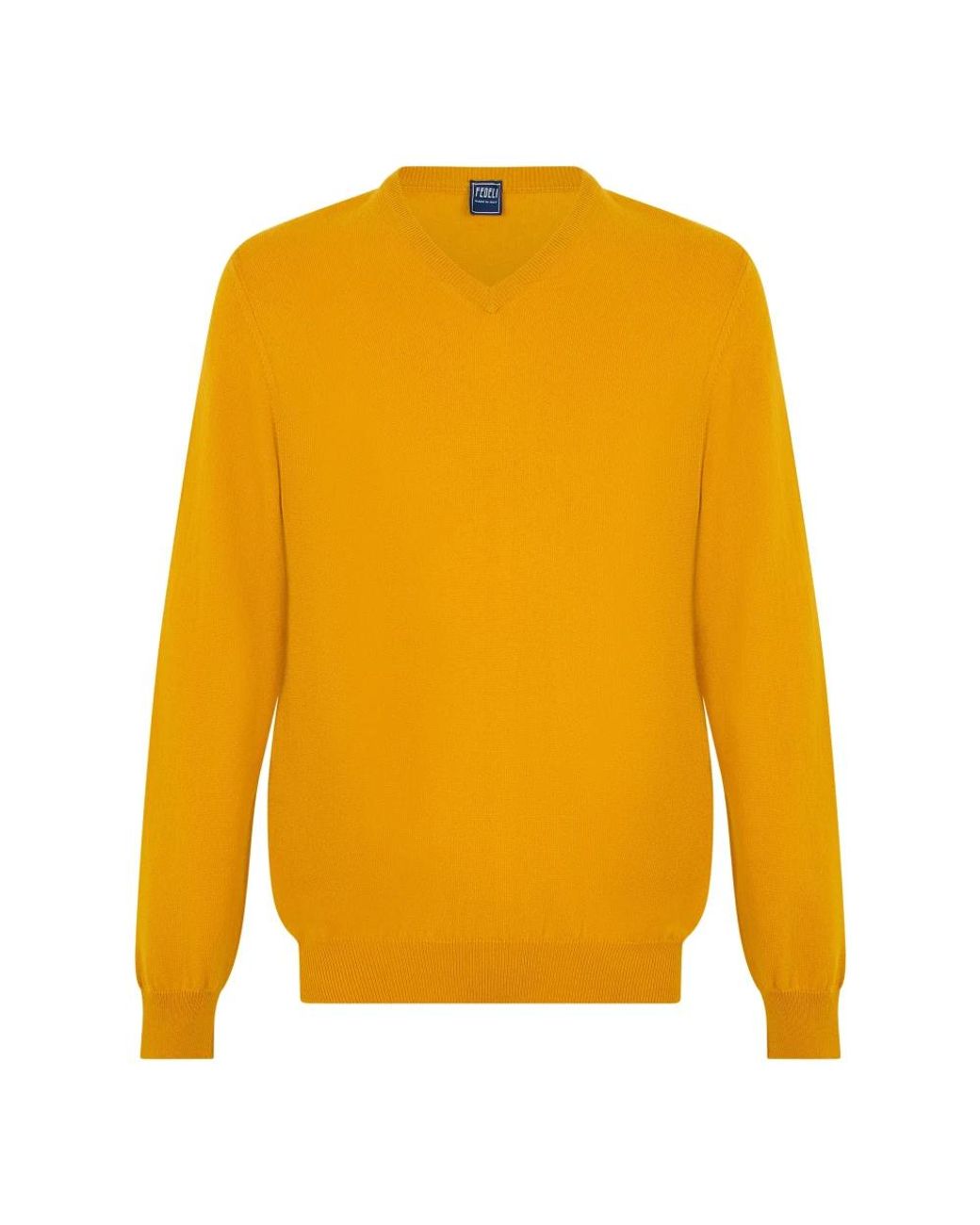 Fedeli Yellow V-Neck Knitwear for men