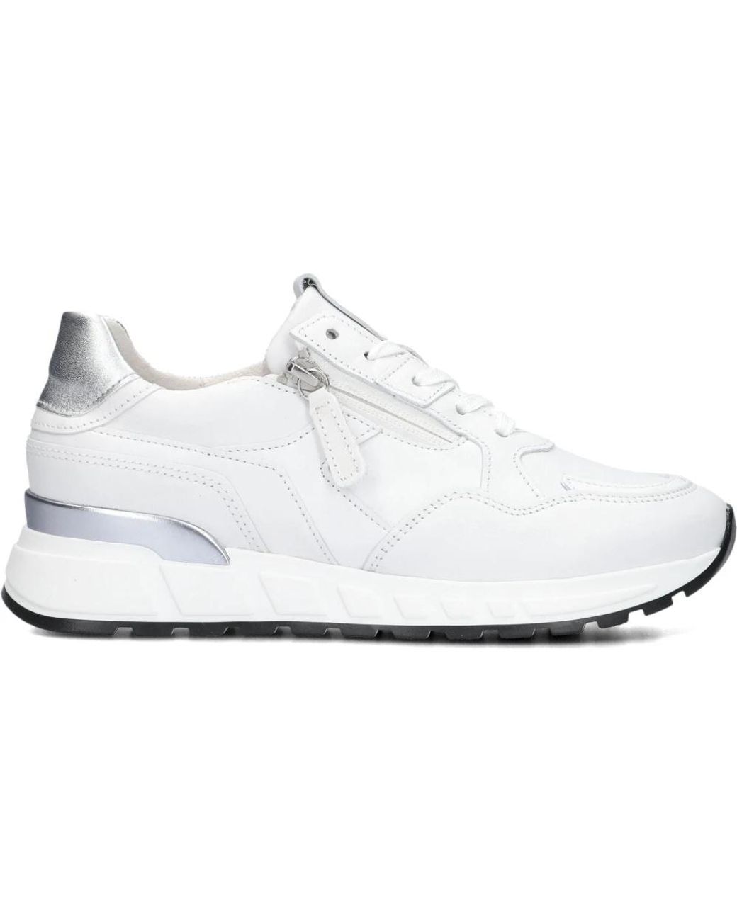 Gabor Schoenen ,Wit ,Leer Witte Low-Top Sneakers Met Dikke Zool in het White
