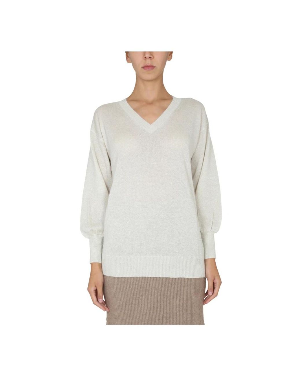 Fabiana Filippi Gray V-Neck Knitwear