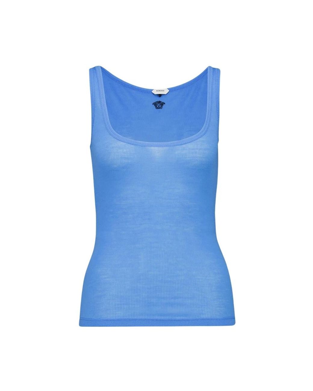 Versace Blue Sleeveless Tops