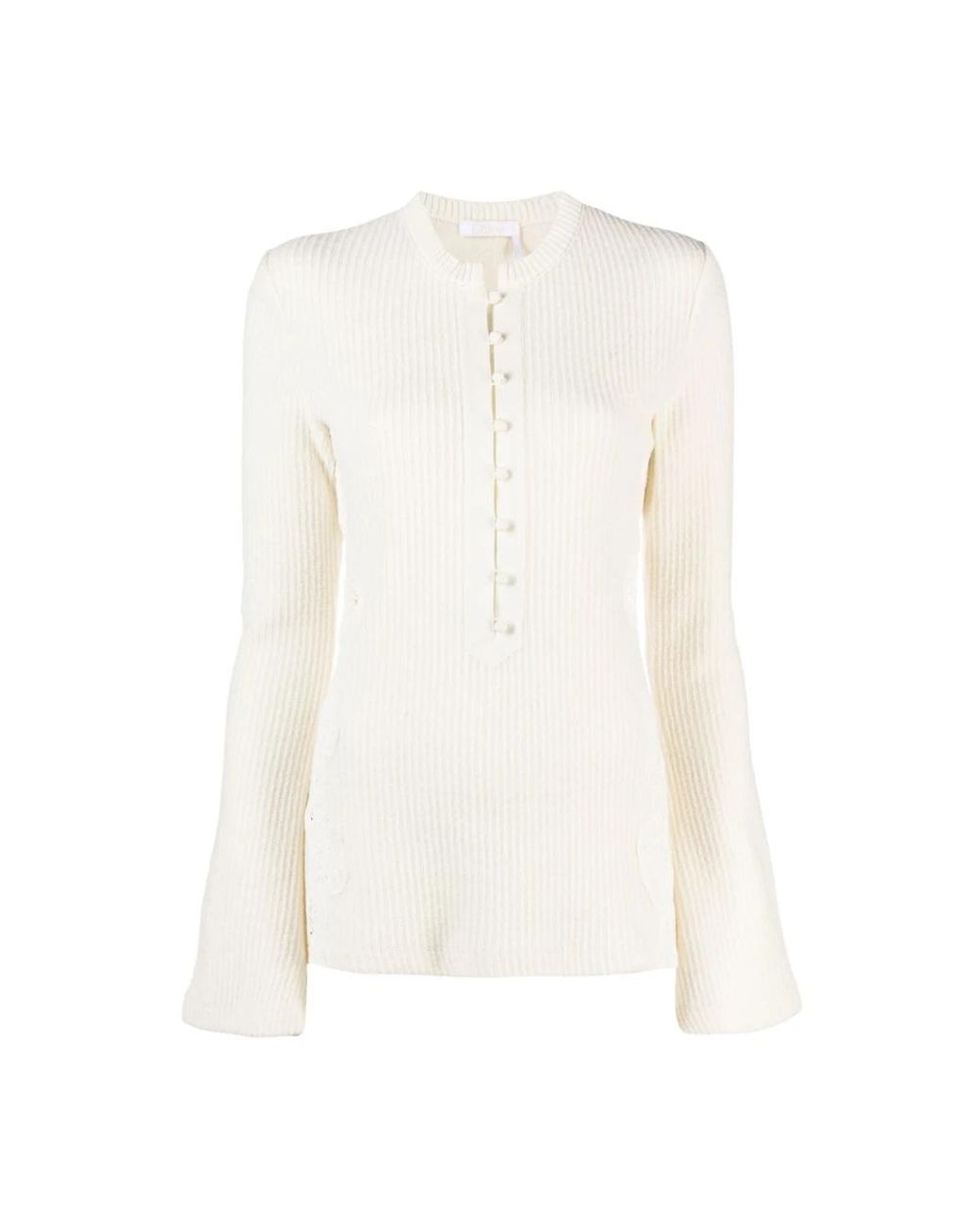 Chloé White Round-Neck Knitwear