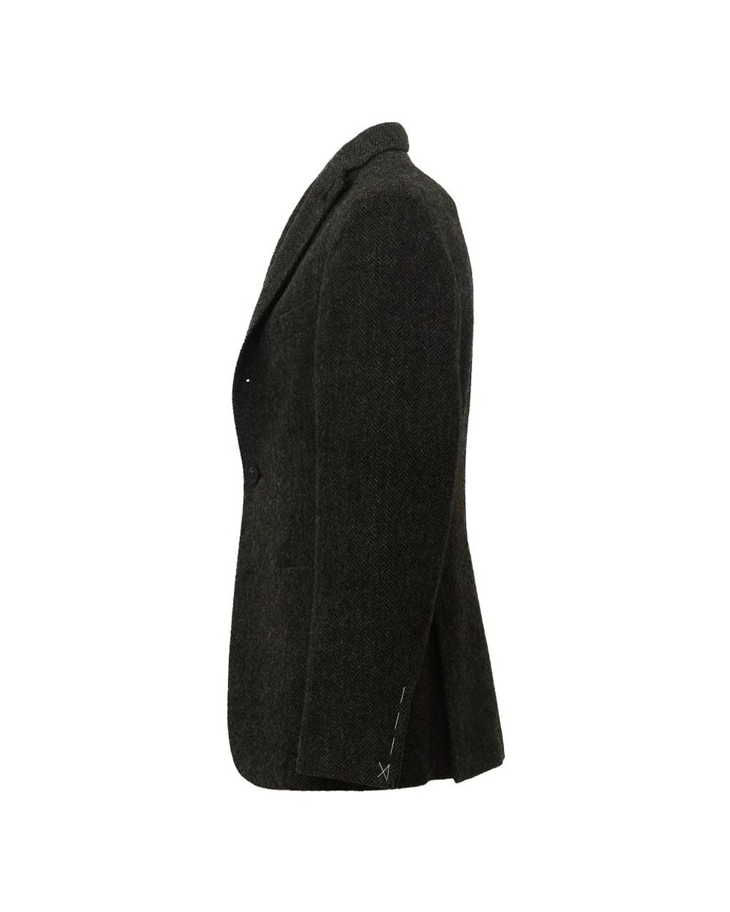 Boglioli Black Herringbone Single-Breasted Blazer for men