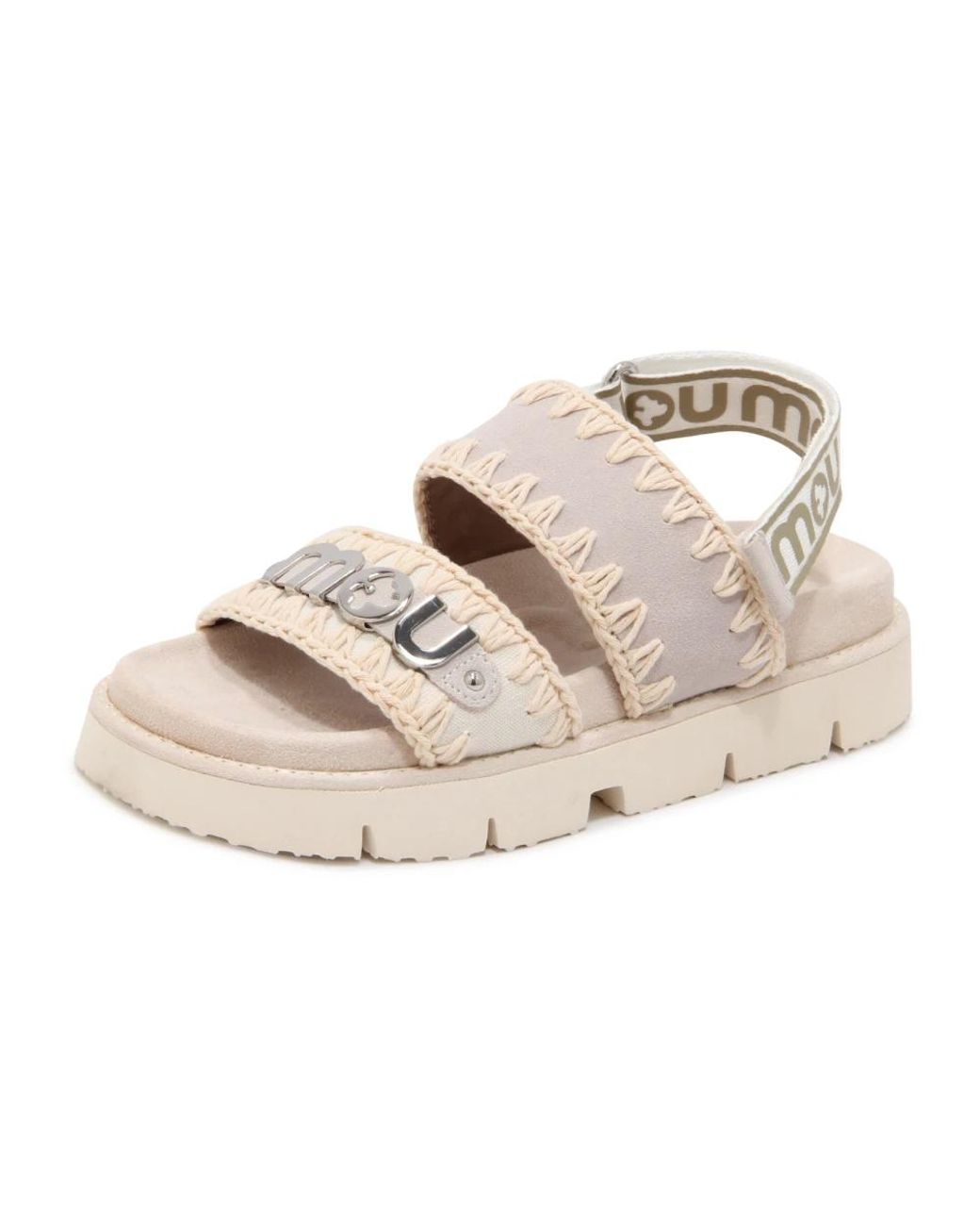 Mou Schoenen ,Wit ,Katoen Bio Sandal in het Metallic