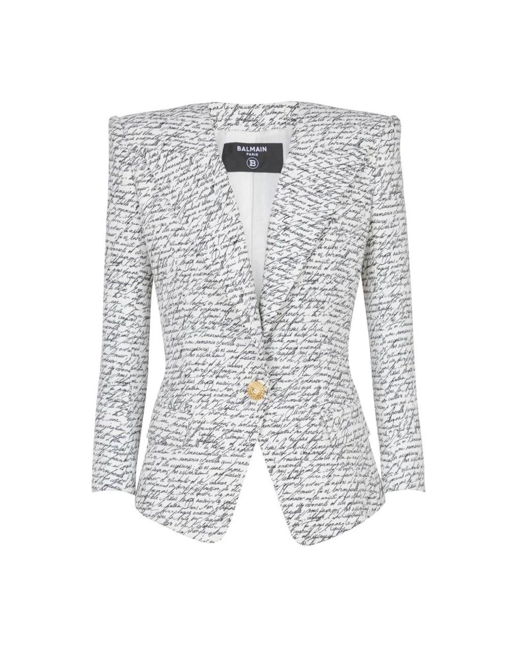 Balmain Jassen ,Wit ,Leer 1-Button Jasje Met Love Letter Print in het Blue