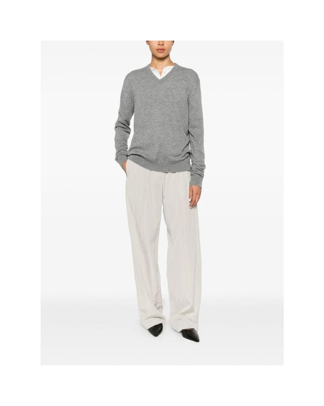 The Row Gray Cashmere Knitwear